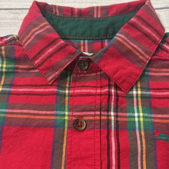 Tommy Bahama Boys Red Plaid Button Down Shirt - Picture 3 of 7